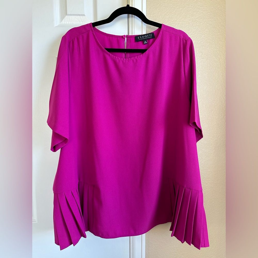 Eloquii Pleated Hem Top, Size: 22, Color: Raspberry